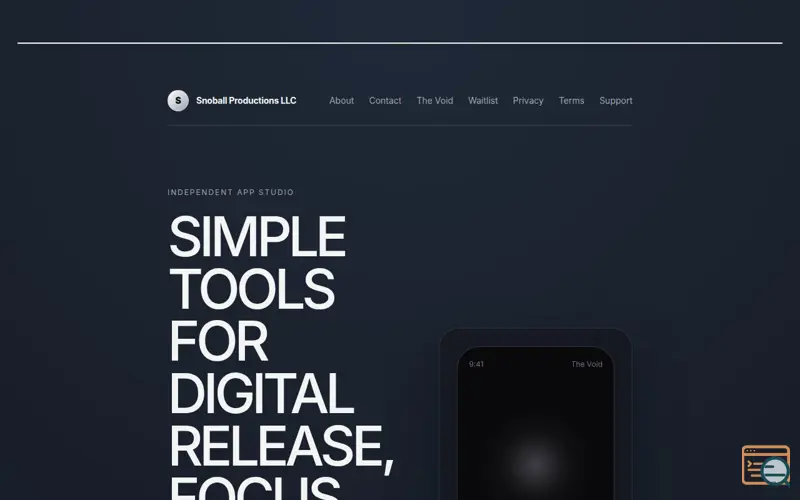 Screenshot of The Void — A private thought-release app, a launch using BusinessIdentity.LLC