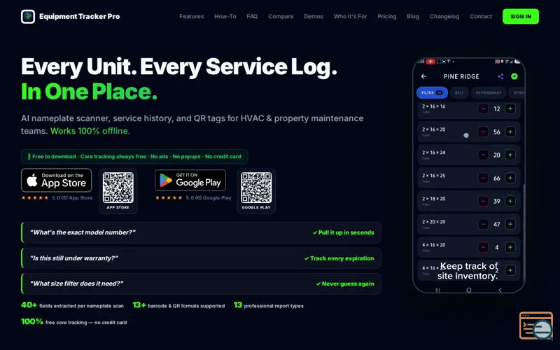 Screenshot of Equipment Tracker Pro