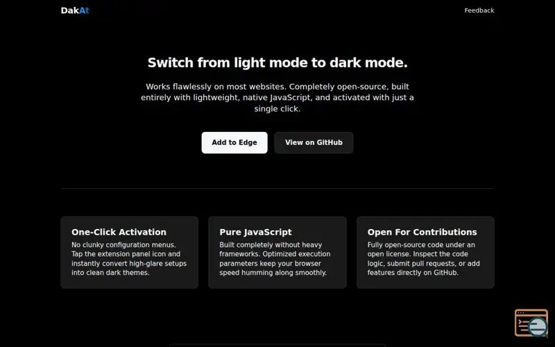 Screenshot of DakAt, a launch using GitHub Pages