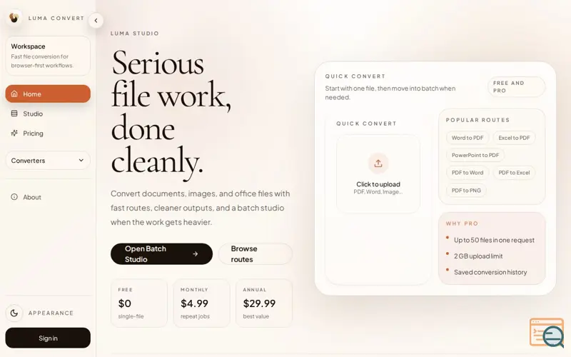 Screenshot of Luma Convert