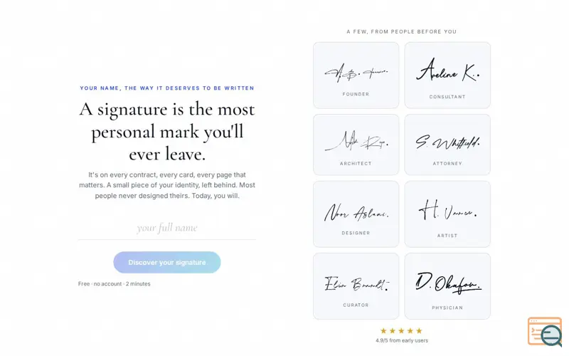Screenshot of Handwritten Signature Designer