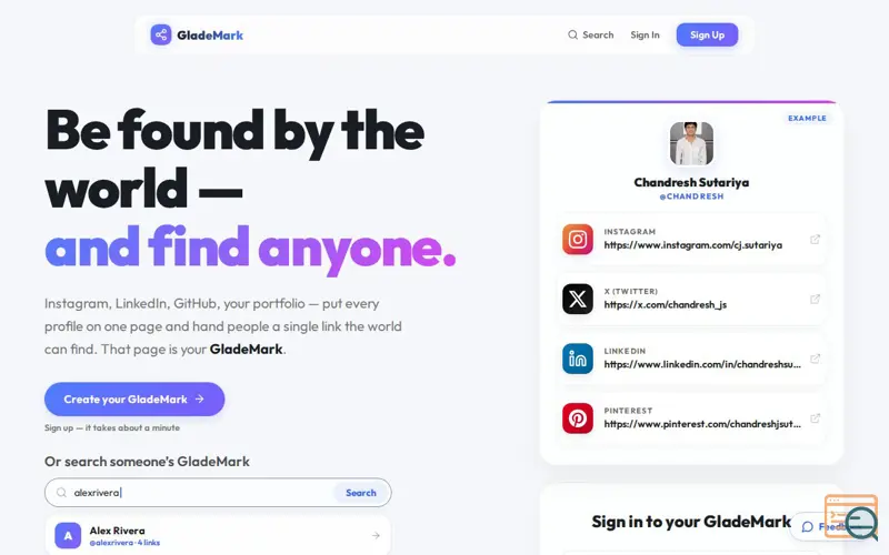 Screenshot of GladeMark