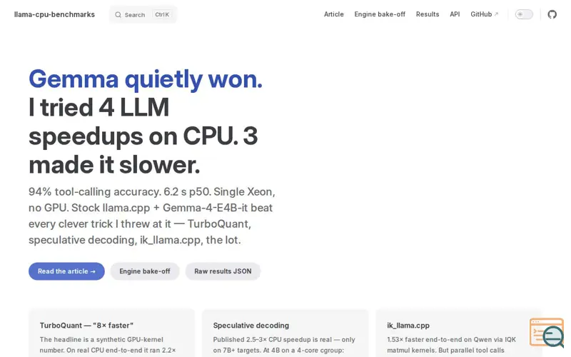 Screenshot of Llama CPU Benchmarks