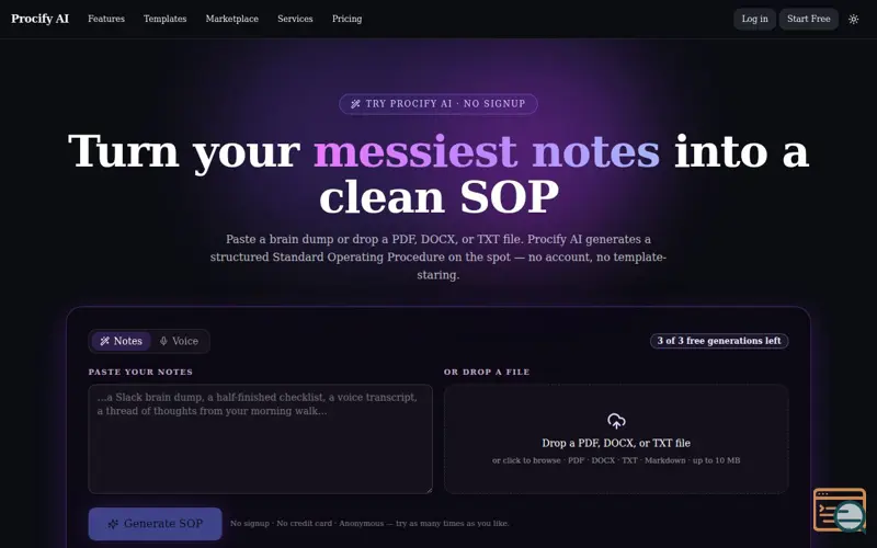 Screenshot of Procifyai