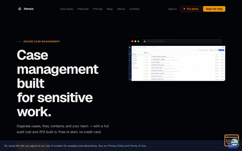 Screenshot of Herarx, a launch using jQuery UI
