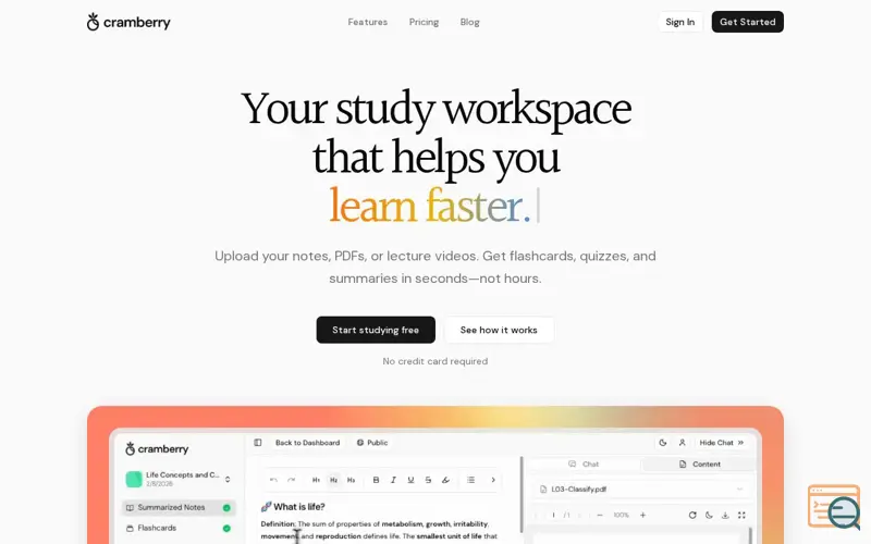 Screenshot of Cramberry, a launch using PromoteKit