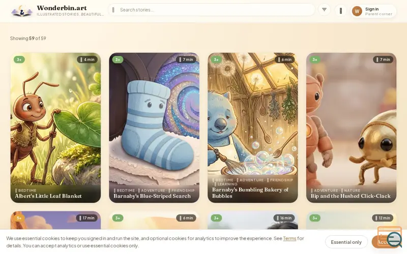 Screenshot of Wonderbin.art
