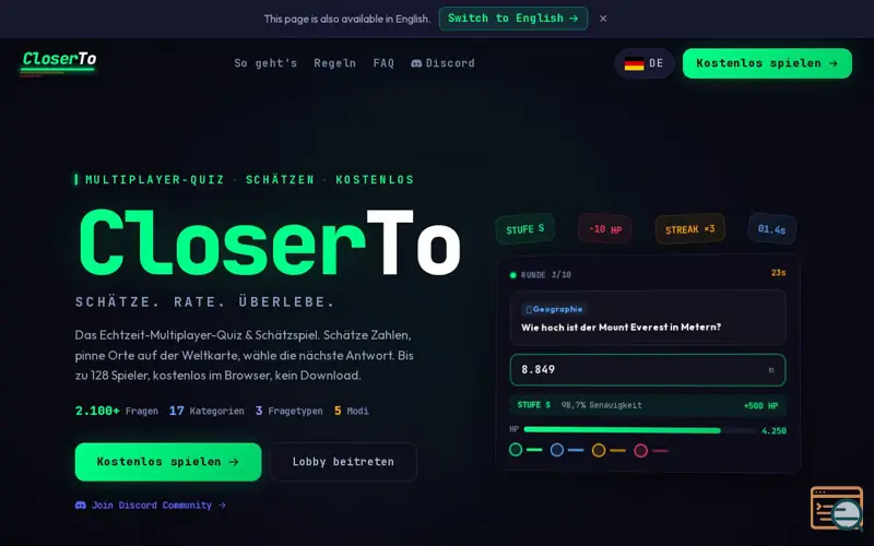 Screenshot of CloserTo