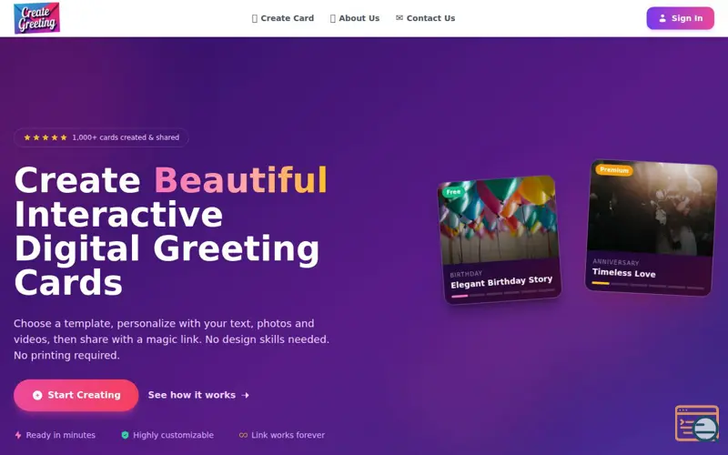 Screenshot of Create Greeting