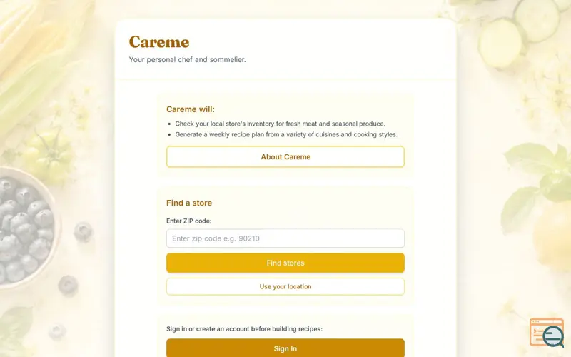 Screenshot of Careme