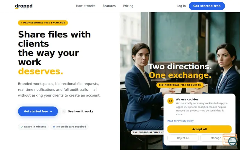 Screenshot of droppd — professional file sharing