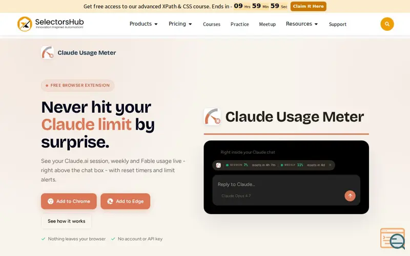 Screenshot of Claude Usage Meter