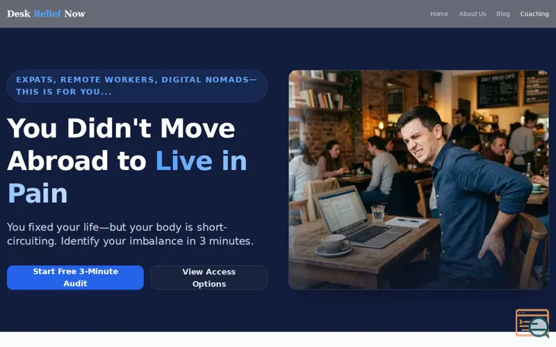 Screenshot of DeskReliefNow