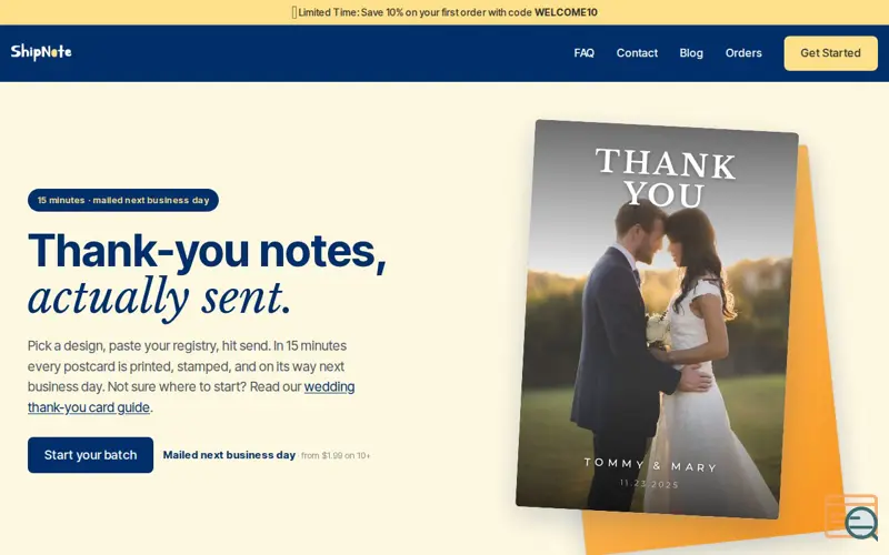 Screenshot of ShipNote