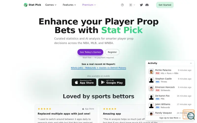 Screenshot of Stat Pick AI