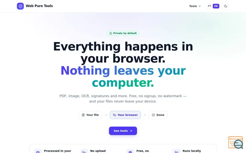 Screenshot of Web Pure Tools