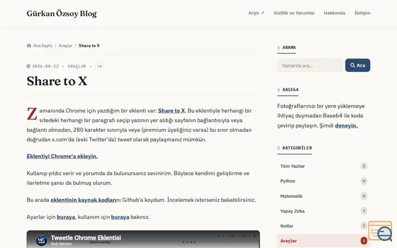 Screenshot of Share to X