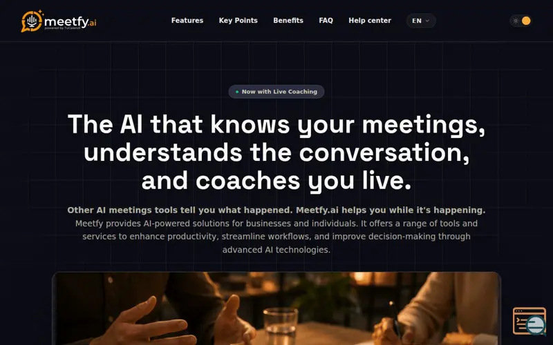 Screenshot of Meetfy AI - The AI that knows your meetings and coaches you live