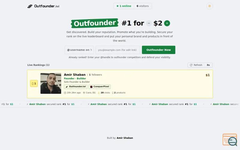 Screenshot of Outfounder.lol