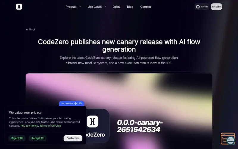 Screenshot of Codezero
