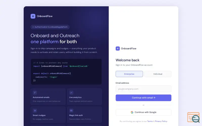 Screenshot of OnboardFlow