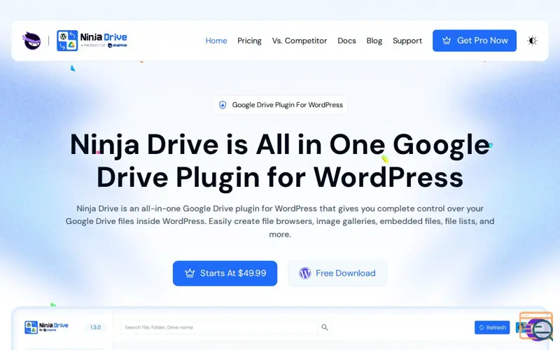 Screenshot of Ninja Drive - Google Drive for WordPress