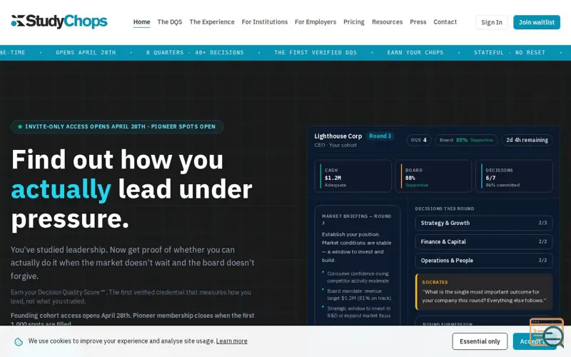 Screenshot of StudyChops