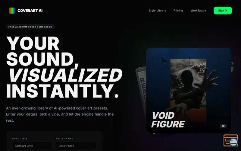 Screenshot of CoverArt AI