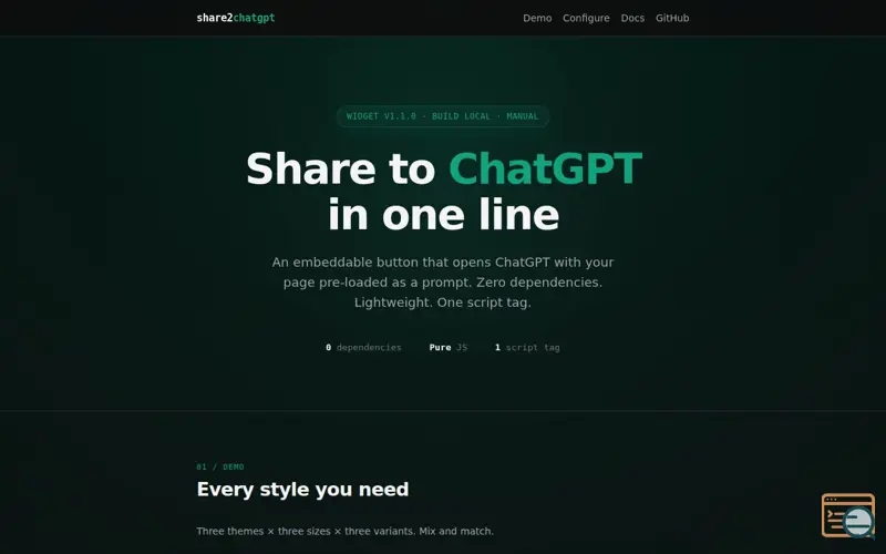 Screenshot of Share to ChatGPT Widgets