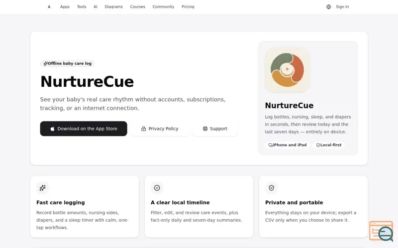 Screenshot of NurtureCue