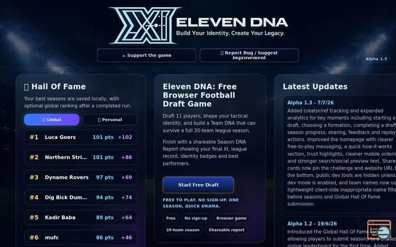 Screenshot of Eleven DNA