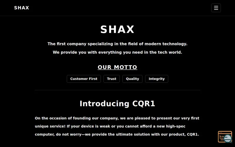 Screenshot of SHAX Company