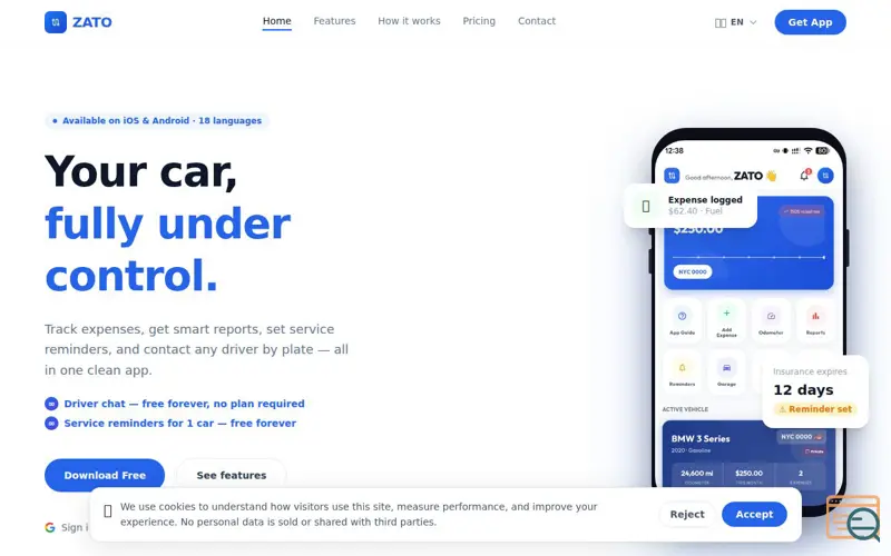 Screenshot of ZATO – Car & Expense Tracker