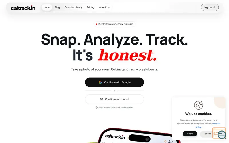 Screenshot of Caltrack