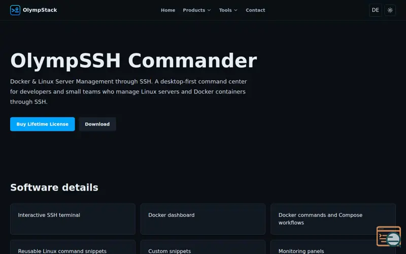 Screenshot of OlympSSH Commander