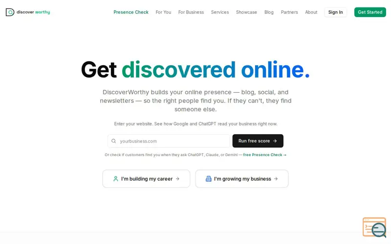 Screenshot of DiscoverWorthy — Get Discovered Online