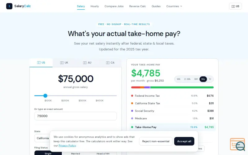 Screenshot of SalaryCalc