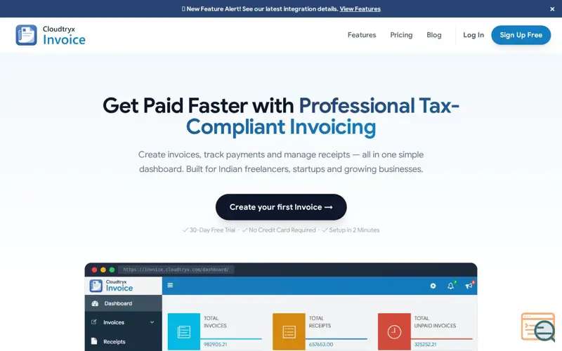 Screenshot of Cloudtryx Invoice