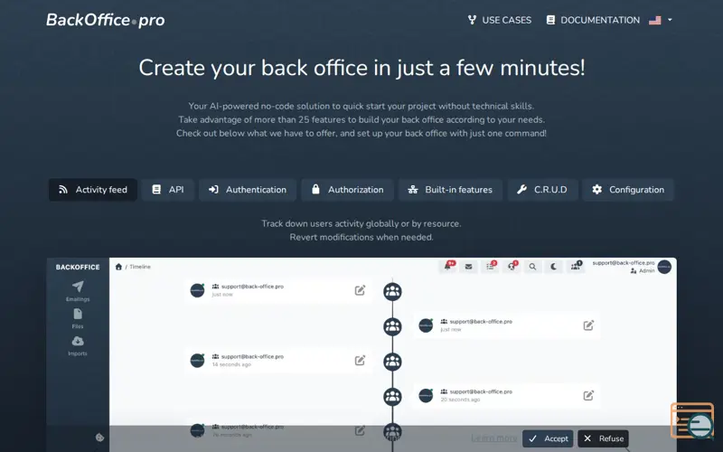 Screenshot of Back-Office.pro, a launch using JSPM CDN