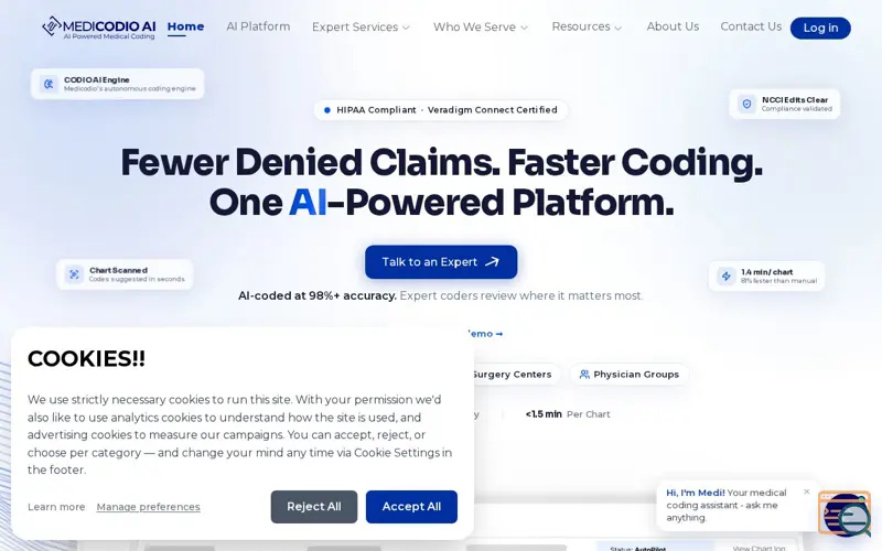 Screenshot of Medicodio AI