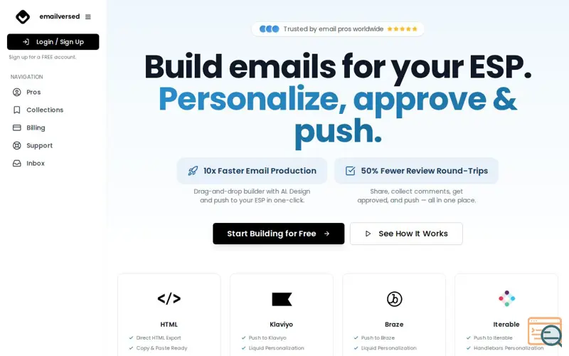 Screenshot of Emailversed