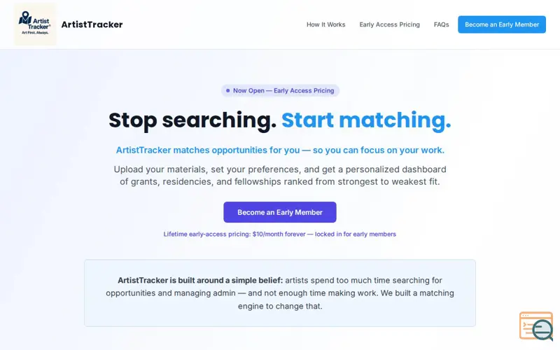 Screenshot of ArtistTracker saves artists' time