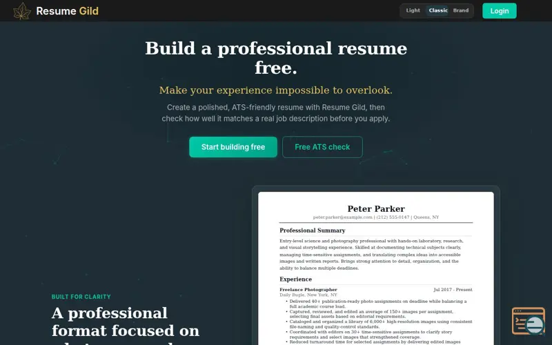 Screenshot of Resume Gild