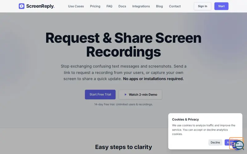 Screenshot of ScreenReply