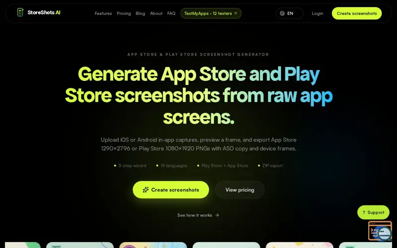 Screenshot of StoreShots AI