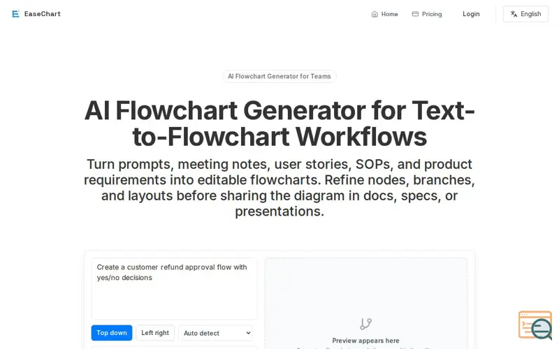 Screenshot of EaseChart - AI Flowchart Generator