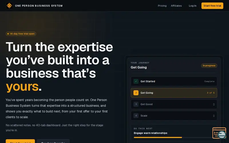 Screenshot of One Person Business System
