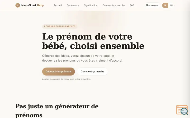 Screenshot of NameSpark Baby