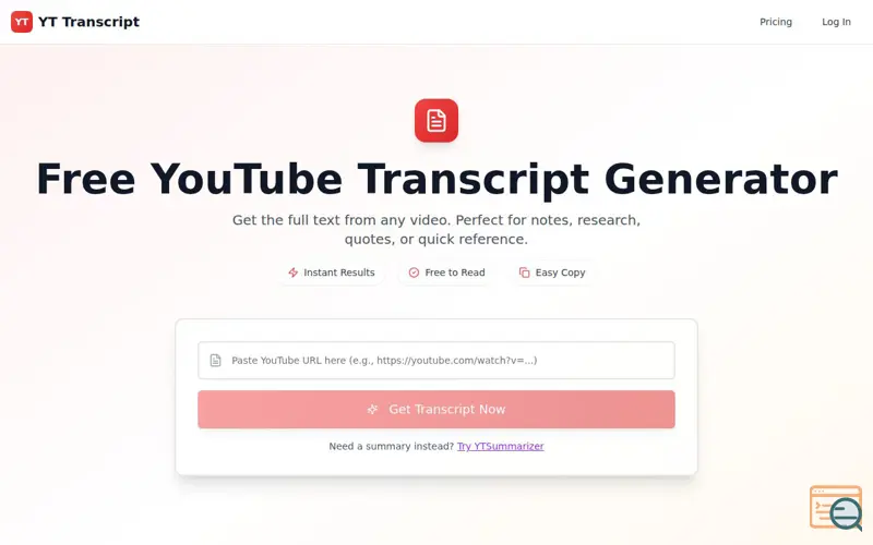 Screenshot of YTTranscript