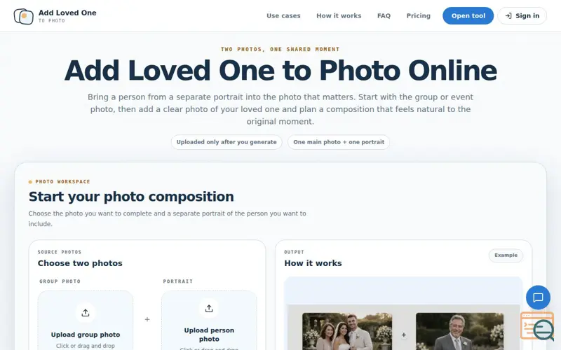 Screenshot of Add Loved One to Photo Online | Photo Merge Tool